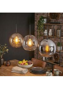 hofstein Koyoto Suspension, Boule lumineuse, Suspension Ambre, Clair, Fum&eacute;, 3 lumi&egrave;res