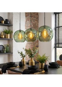hofstein Ripoll Suspension, Boule lumineuse, Suspension Vert, 3 lumi&egrave;res