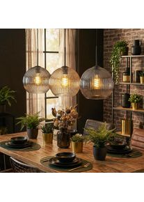 hofstein Koyoto Suspension, Boule lumineuse, Suspension Ambre, Clair, Fum&eacute;, 3 lumi&egrave;res