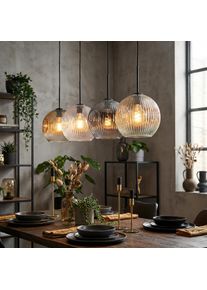 hofstein Ripoll Suspension, Boule lumineuse, Suspension Ambre, Clair, Fum&eacute;, 4 lumi&egrave;res