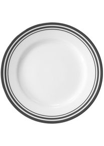 Fink, Dessertteller &raquo;Moments&laquo; &Oslash; 21 cm, Porzellan mit 3 Streifen, grau/wei&szlig;, Porzellan,