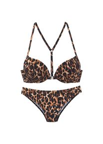 Bruno Banani, Damen, Push-Up-Bikini mit Vorderverschluss, leo bedruckt, 38 - Cup C, Trendiger Leo-Print
