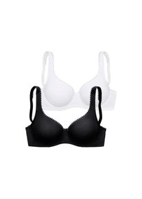 Petite Fleur, T-Shirt-BH Packung, 2er-Pack, mit B&uuml;gel aus weicher Baumwollqualit&auml;t, wei&szlig; + schwarz, 100 - Cup C