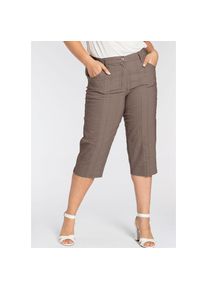 KjBRAND, Damen, Caprihose &raquo;Babsie: bequemer Oberschenkel&laquo; Sommerhose mit Strukturmuster, taupe gestreift, 54 - N-Gr, Hose Babsie in Capri L&auml;nge von 
