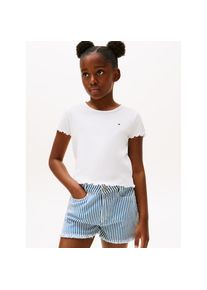 Tommy Hilfiger, Damen, T-Shirt &raquo;ESSENTIAL RIB TOP SS&laquo; mit Logostickerei, White, 74, T-Shirt von Tommy Hilfiger