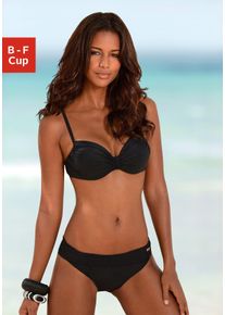 B&uuml;gel-Bikini Lascana, Damen, Gr. 46, Cup D, schwarz, Polyamid, unifarben, Bikini-Sets B&uuml;gel-Bikini, mit Raffungen am Cup