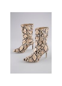 Aniston SHOES, Damen, Stiefelette mit Raffungen am slouchy Schaft - NEUE KOLLEKTION, beige-braun-krokko, 39, Elegante Stiefelette aus der neuen 