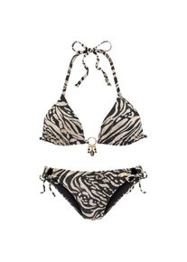 Bruno Banani, Damen, Triangel-Bikini in trendigem Animalprint, braun-bedruckt, 40 - Cup C/D, Goldfarbenes Accessoire zwischen den Cups