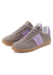 Sneaker ELBSAND "Freizeitschuh, Schn&uuml;rschuh, Turnschuh, Retro Sneaker, Lederschuh", Damen, Gr. 44, grau, Obermaterial: 100% Rindsleder. Decksohle: 100% Textilmaterial. Futter: 100% Textilmaterial. Laufsohle: 100% Synthetik, unifarben mit Farbeinsatz, Basic, Schuhe Sneaker, Ledersneaker, Schn&uuml;rhalbschuh aus Leder im modernen Retro Look Unisex, Topseller