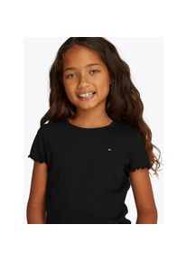 Tommy Hilfiger, Damen, T-Shirt &raquo;ESSENTIAL RIB TOP SS&laquo; mit Logostickerei, Black, 86, T-Shirt von Tommy Hilfiger