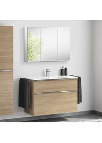 Lavabo Duravit ME by Starck avec meuble bas evineo ineo4 l: 103 cm, avec poign&eacute;e, avec armoire de toilette,, 233610AA00+BE0267OA+BEA003MI,