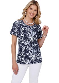 Damen Kurzarmshirt mit floralem Muster marine-ecru-bedruckt Gr&ouml;&szlig;e 42
