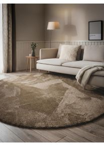 benuta nest Py&ouml;re&auml; p&ouml;rr&ouml;matto Soda Beige &oslash; 120 cm Beige Yksiv&auml;rinen