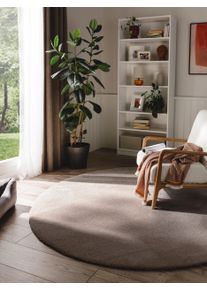 benuta nest Pest&auml;v&auml; p&ouml;rr&ouml;matto Melvin Taupe &oslash; 150 cm py&ouml;re&auml; Taupe Yksiv&auml;rinen