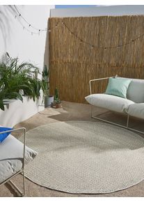 benuta nest Sis&auml;- ja ulkopy&ouml;re&auml; matto Agra Kerma/Sininen &oslash; 160 cm Kerma/Sininen Geometrinen