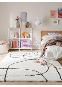 benuta POP P&ouml;rr&ouml;matto Louise Musta/valkoinen 120x170 cm Musta/valkoinen Abstrakti