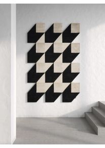 benuta Finest Matto Cubes Musta/valkoinen 160x230 cm Musta/valkoinen Geometrinen