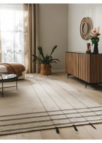 benuta pure Villamatto Kambiz Beige/Musta 120x170 cm Beige/Musta Raitoja