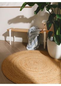 benuta pure Juuttimatto Jutta Vaaleanruskea &oslash; 90 cm py&ouml;re&auml; Vaaleanruskea Yksiv&auml;rinen