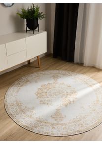 benuta Basic Pest&auml;v&auml; matto George Kerma/Keltainen &oslash; 120 cm Kerma/Keltainen Vintage