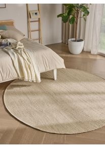 benuta pure Villamatto Lars Beige &oslash; 100 cm py&ouml;re&auml; Beige Yksiv&auml;rinen,Raitoja