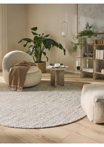 benuta pure Villamatto Rocco Beige/Musta &oslash; 100 cm py&ouml;re&auml; Beige/Musta Rakennemix