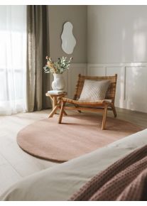 benuta nest Villamatto Bent Vaaleanpunainen &oslash; 100 cm py&ouml;re&auml; Vaaleanpunainen Yksiv&auml;rinen