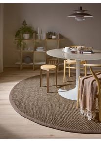 benuta pure Sisalmimatto Greta Harmaa &oslash; 150 cm py&ouml;re&auml; Harmaa Reunus,Yksiv&auml;rinen