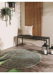 benuta nest Sis&auml;- ja ulkopy&ouml;re&auml; matto Cleo Beige/Sininen &oslash; 120 cm Beige/Sininen Geometrinen,Ornament