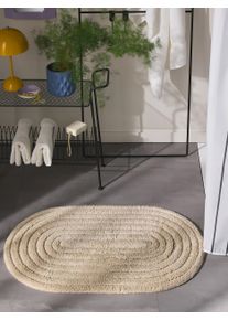 benuta POP Dywanik łazienkowy Nia beżowy 50x80 cm0000 Bawełna Geometryczny,Jednolity