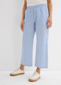 Palazzo-Hose aus Seersucker 7/8 L&auml;nge, blau, Gr&ouml;&szlig;e 46, 100% Baumwolle, bonprix