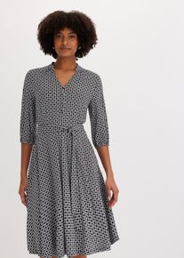 Jersey-Blusenkleid mit Bindeband (2.tlg-Set), schwarz, Gr&ouml;&szlig;e 44/46 (L), bonprix