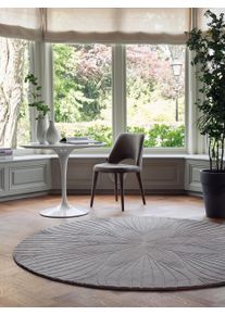 benuta Basic Tapis en laine Folia Gris diam&egrave;tre 150 cm rond