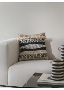 benuta POP Putetrekk Deja Zwart/Wit 45x45 cm0000 Svart/Hvit Ornament,Striper