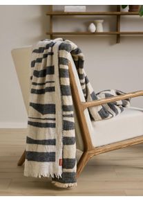 Couverture Jana Cr&egrave;me/Gris 130x180 cm - Tapis poil court design moderne pour salon