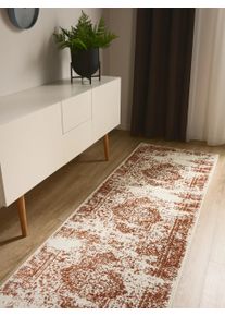 benuta Basic Teppe Suki Cr&egrave;me/Orange 80x240 cm Krem/Oransje Vintage