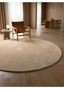 benuta Finest Tapis en laine Mono Beige diam&egrave;tre 250 cm rond