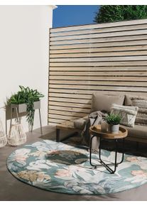 benuta Basic Inne- og utend&oslash;rs teppe Flora Veelkleurig &oslash; 200 cm rund Botaniske planter og blomster