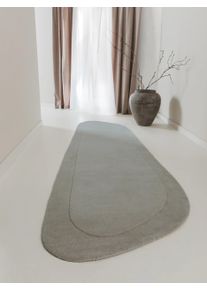 benuta pure Tapis en laine Shape Gris 80x300 cm - Tapis en fibres naturelles