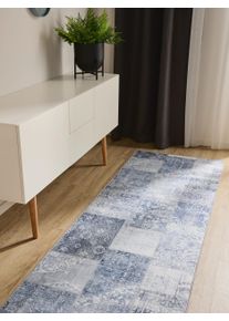 benuta Basic L&oslash;per George Blauw 80x240 cm Bl&aring; Vintage