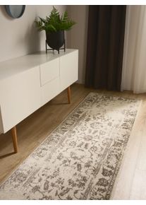 benuta Basic Suki Cr&egrave;me/Bruin 80x240 cm Vloerkleed0000 - Moderne Vintage Vloerkleden
