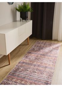 benuta Basic Couloir George Multicouleur/Fuchsia 80x240 cm0000 - Tapis poil ras / effet us&eacute;