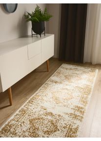 benuta Basic Teppe Suki Cr&egrave;me/Geel 80x240 cm Krem/Gul Vintage