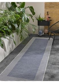 benuta nest Inne- og utend&oslash;rs l&oslash;per Bronco Donkerblauw 80x250 cm0000 M&oslash;rk Bl&aring; Geometrisk