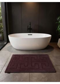 Tapis poil ras de bain Helios Bordeaux 60x100 cm - Tapis poil court design moderne pour salon