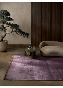 Tapis poil ras en viscose Rubin Mauve 20x20 cm &Eacute;chantillon - Tapis poil court design moderne pour salon