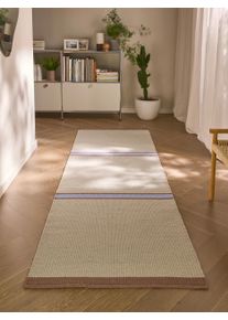 benuta pure Ull&oslash;per Livio Beige/Blauw 70x200 cm0000 Beige/Bl&aring; Striper