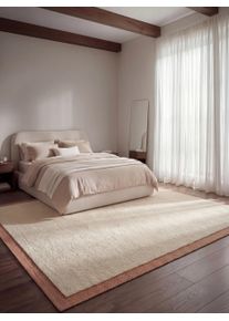 benuta pure Tapis en laine Franco Cr&egrave;me/Rose 120x170 cm - Tapis en fibres naturelles
