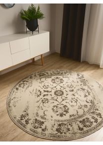 benuta Basic Suki Cr&egrave;me/Bruin &oslash; 120 cm Vloerkleed0000 - Moderne Vintage Vloerkleden