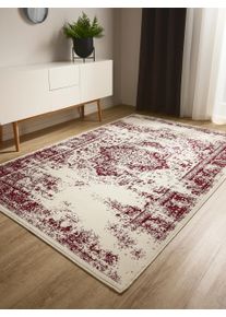 benuta Basic Teppe Suki Cr&egrave;me/Rood 120x170 cm Krem/R&oslash;d Vintage